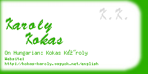 karoly kokas business card